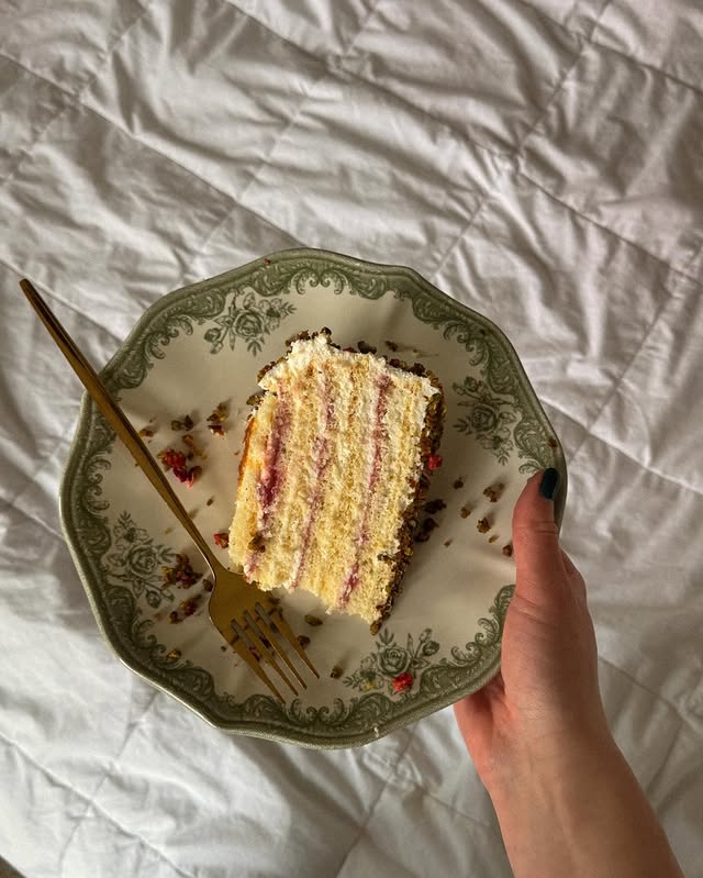 Chocolate layer cake with berry decoration